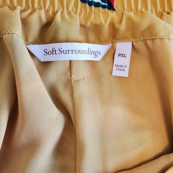 Soft Surroundings‎ floral wide leg palazzo pants fringed belt size XL - Picture 7 of 11